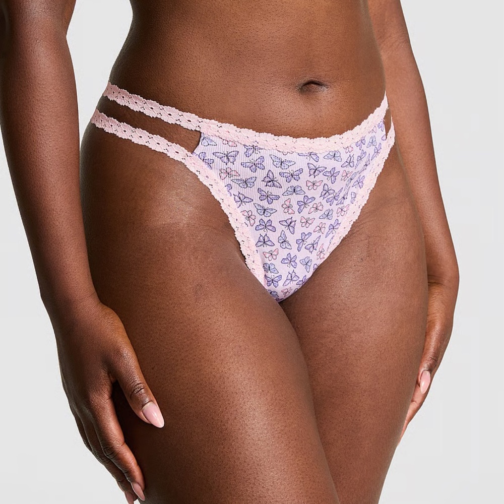 PINK Victoria's Secret Butterfly WINK STRAPPY THONG PANTY